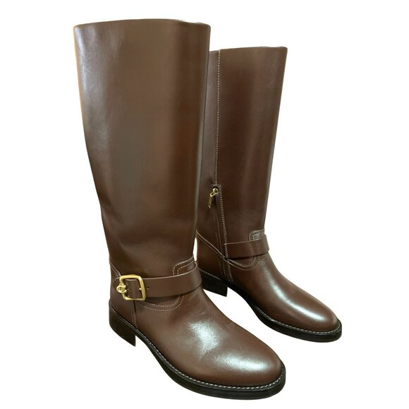 Coach Madeline Brown Leather Riding Boots Size 8 NEW - Picture 1 of 8
